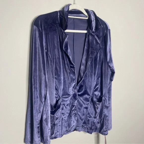 IDOPIP Women's Velvet Blazer Jacket Purple NWT XXL - Picture 7 of 10